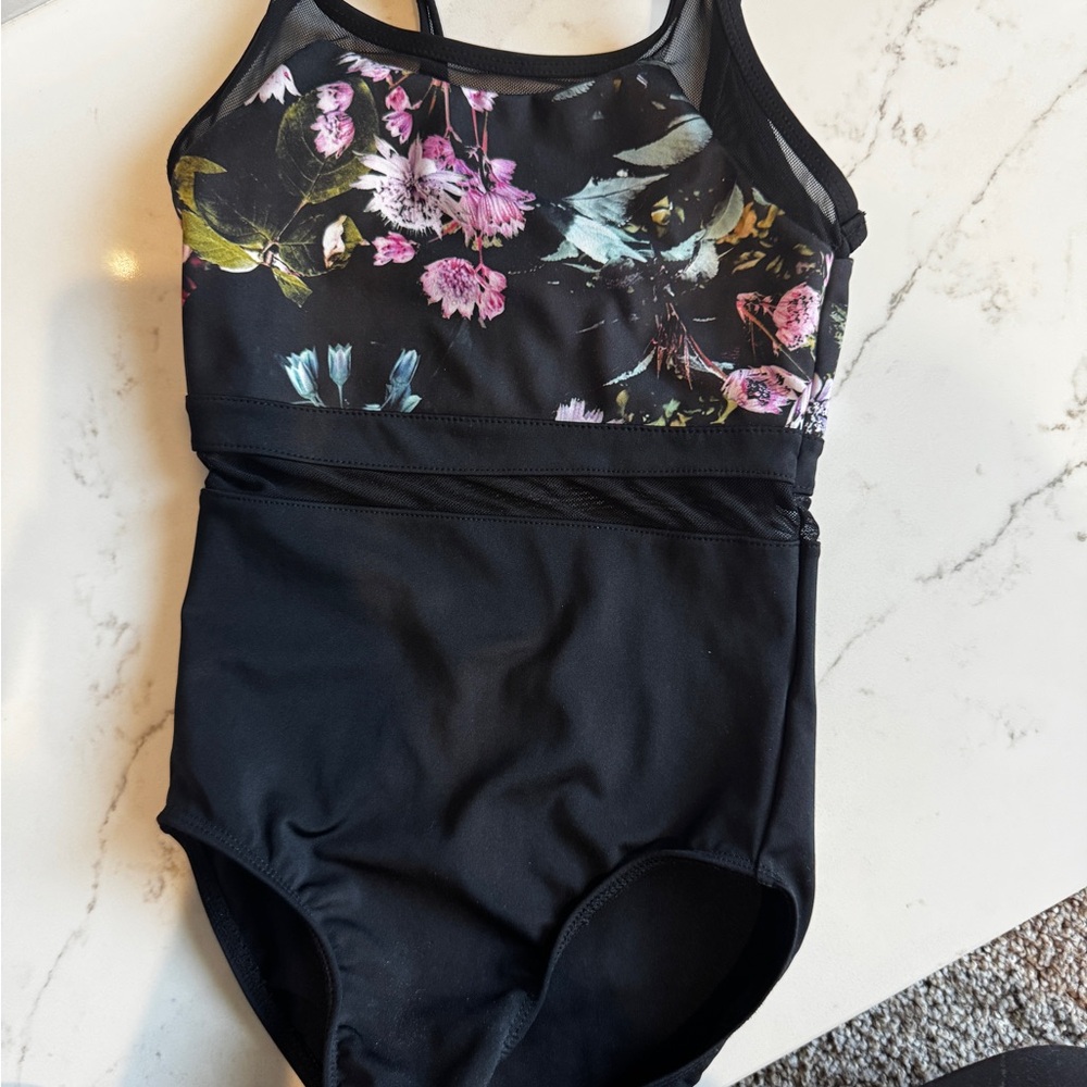 Floral Black Kids Dance Costume